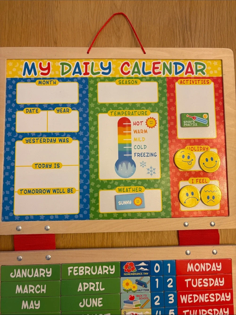Melissa & Doug Wooden Daily Magnetic Calendar - 3 years plus